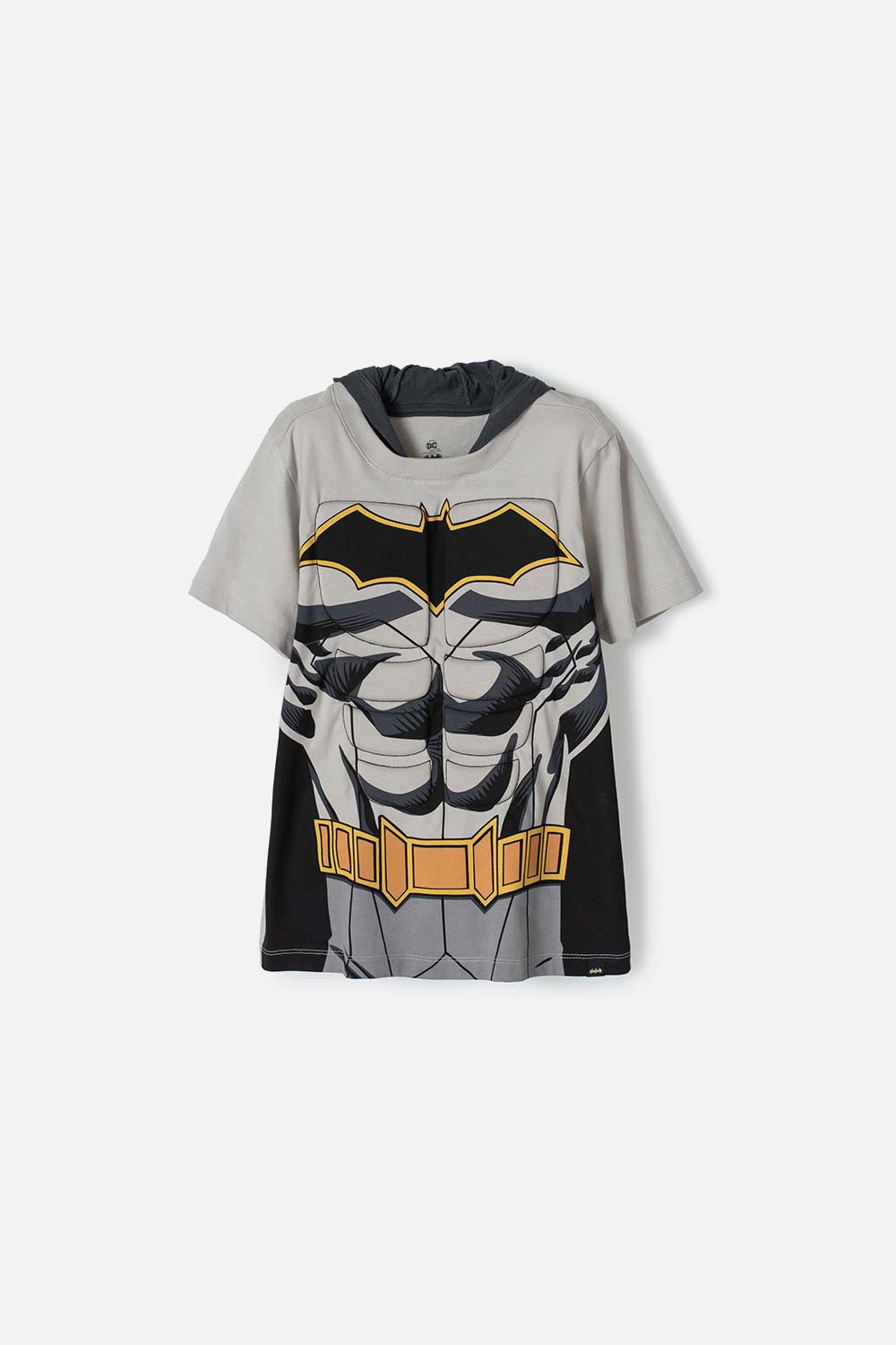 CAMISETA DE BATMAN GRIS CON CAPUCHA PARA NIÑO
