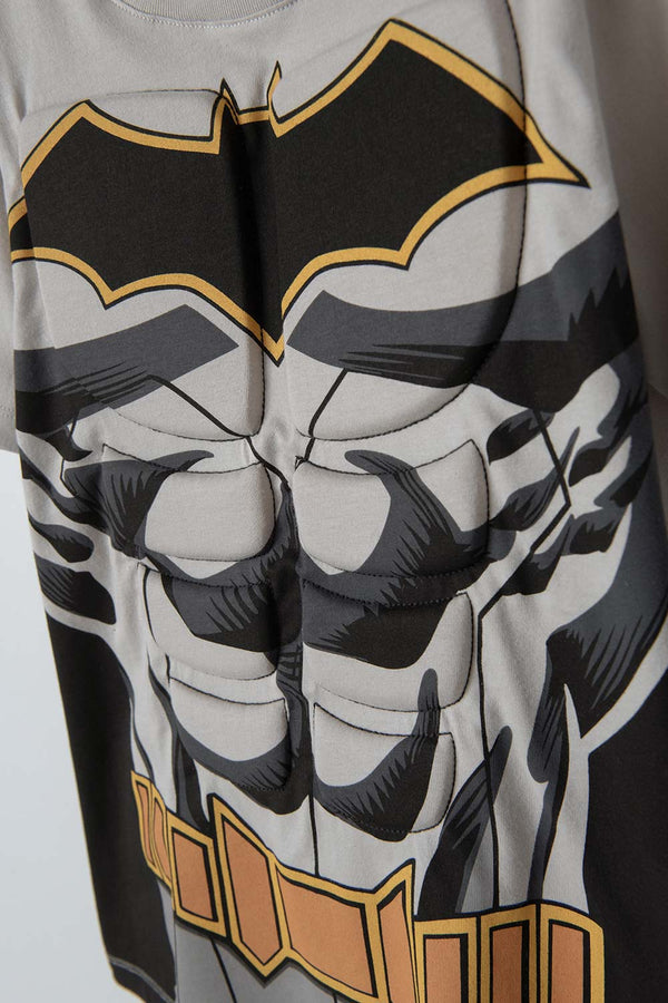 CAMISETA DE BATMAN GRIS CON CAPUCHA PARA NIÑO