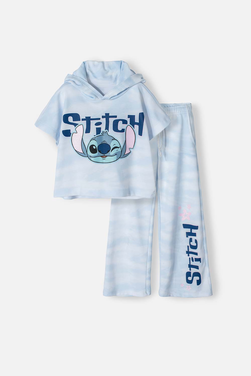 CONJUNTO DE LILO Y STITCH AZUL DE PANTALÓN LARGO PARA NIÑA