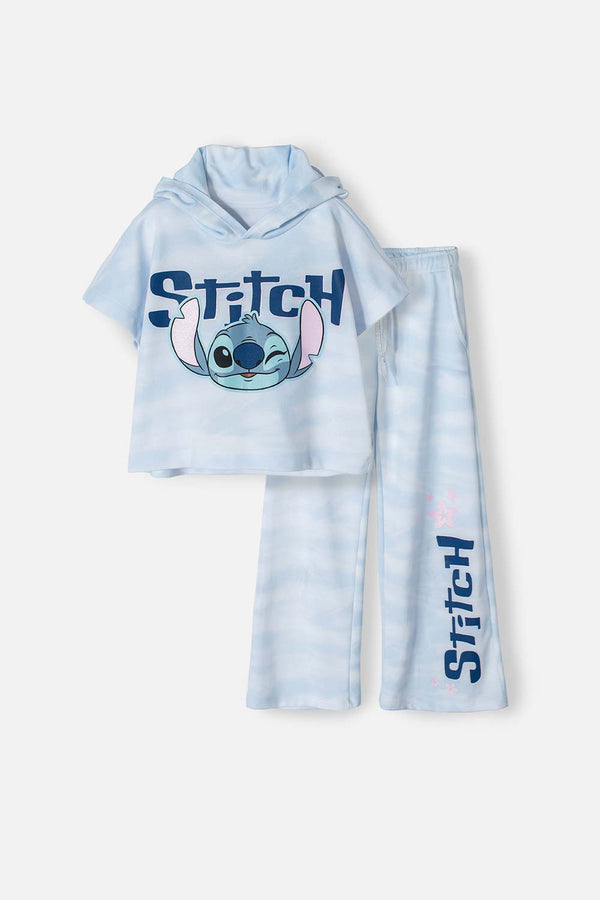 CONJUNTO DE LILO Y STITCH AZUL DE PANTALÓN LARGO PARA NIÑA