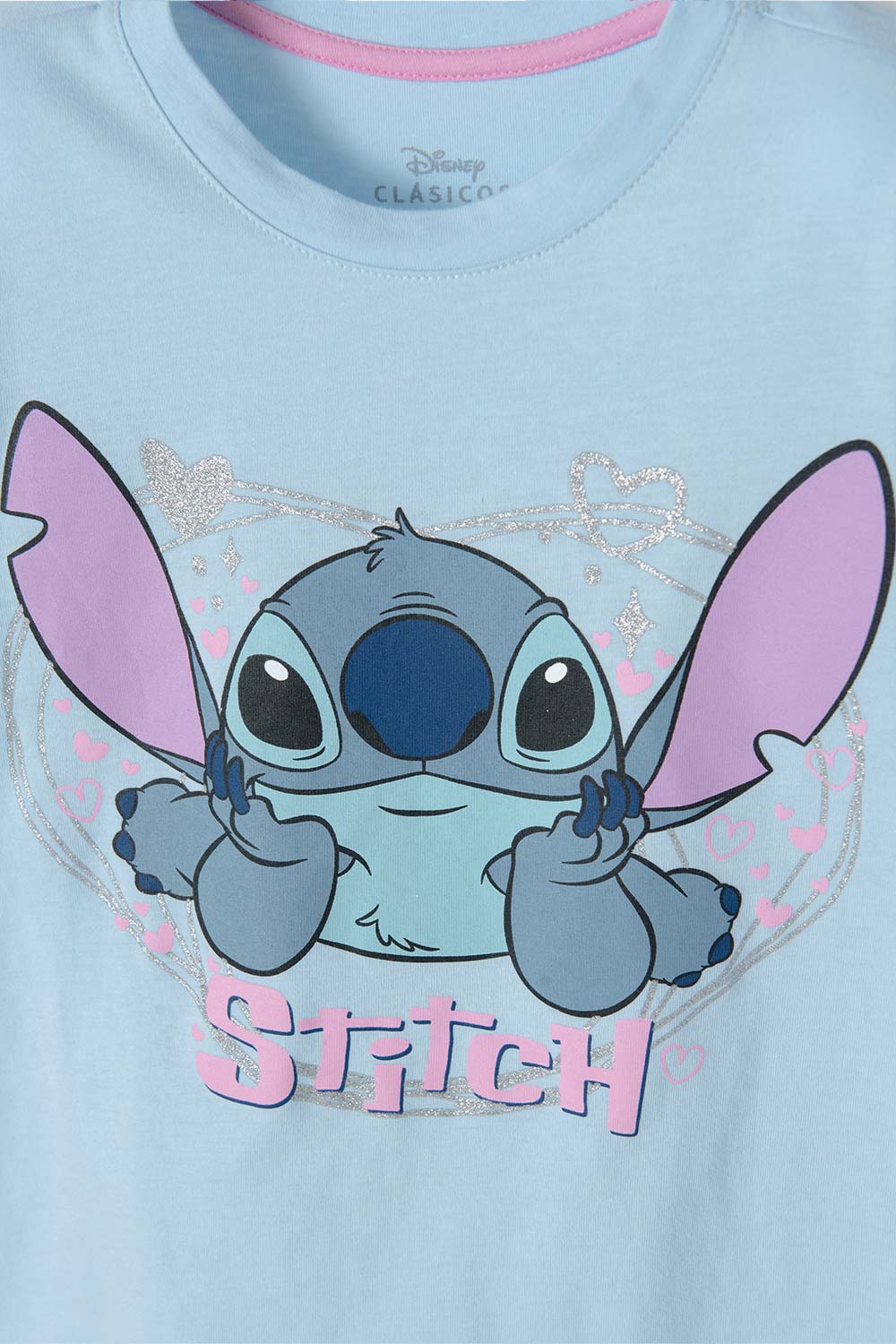 CAMISETA DE STICH AZUL CON BRILLO PARA NIÑA