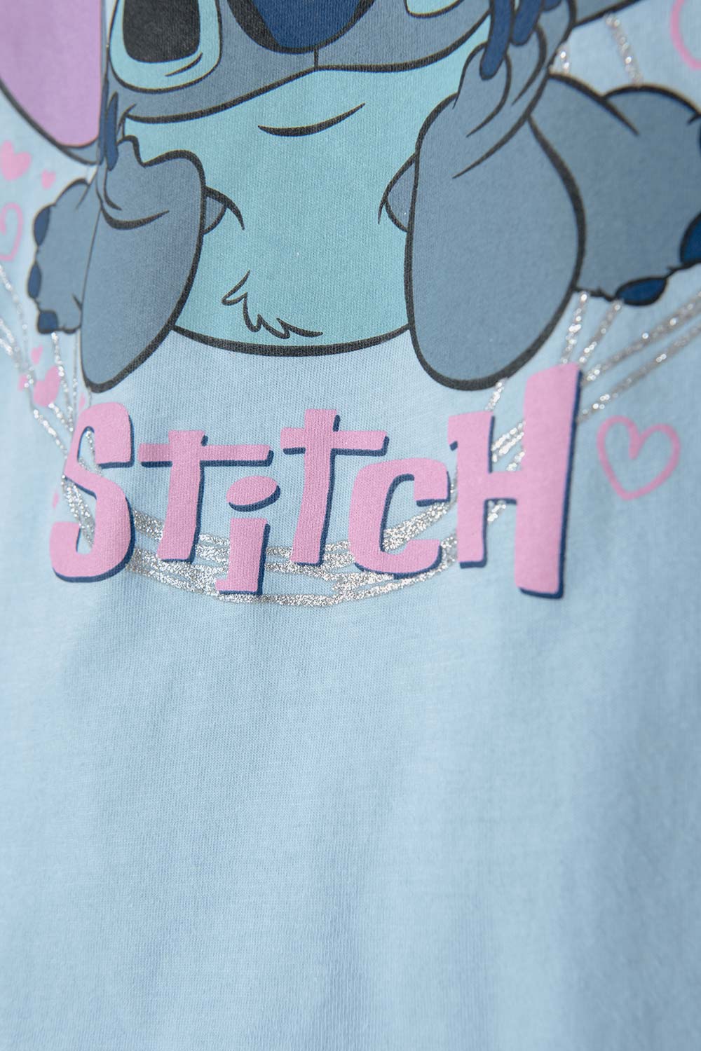 CAMISETA DE STICH AZUL CON BRILLO PARA NIÑA