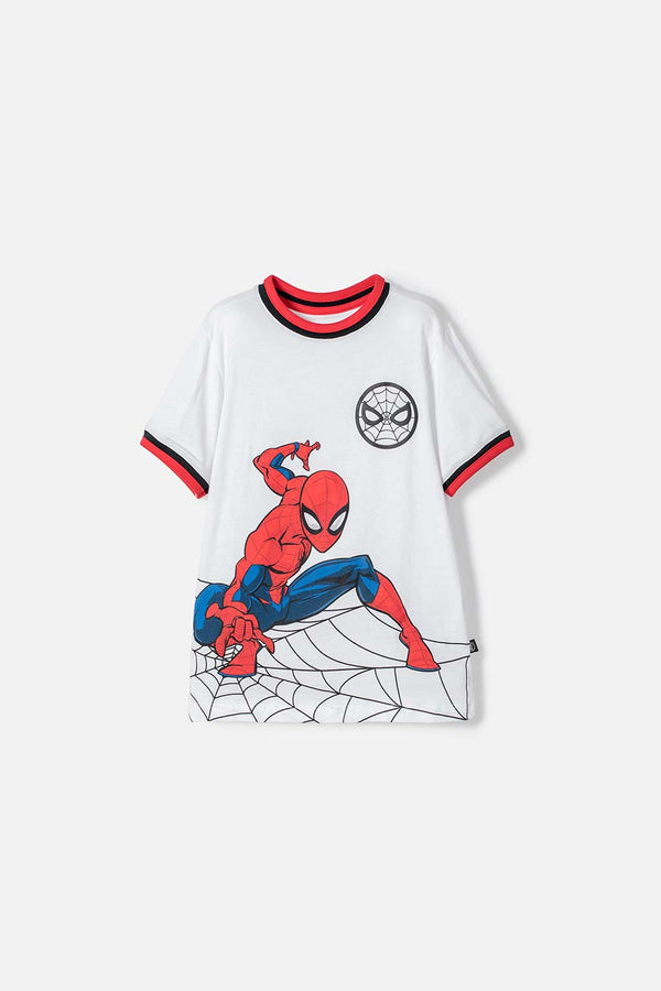 CAMISETA DE SPIDER-MAN MANGA CORTA BLANCO, ROJO Y NEGRO PARA NIÑO