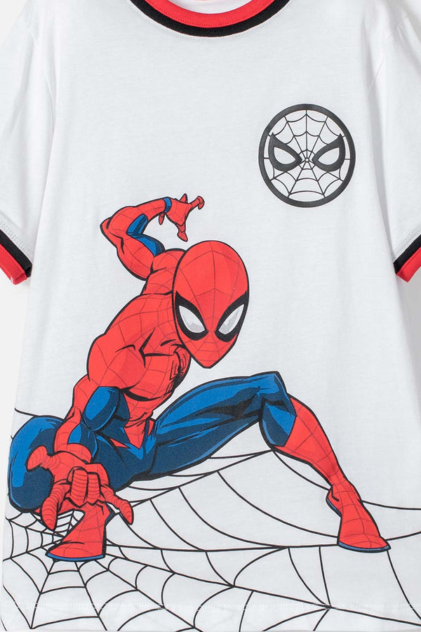 CAMISETA DE SPIDER-MAN MANGA CORTA BLANCO, ROJO Y NEGRO PARA NIÑO