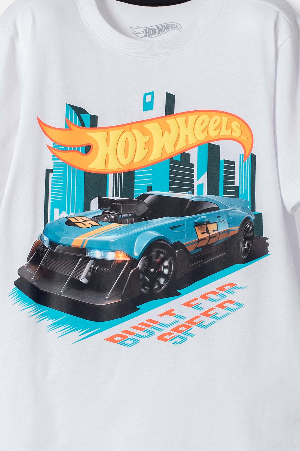 CAMISETA DE HOT WHEELS BLANCA MANGA CORTA PARA NIÑO