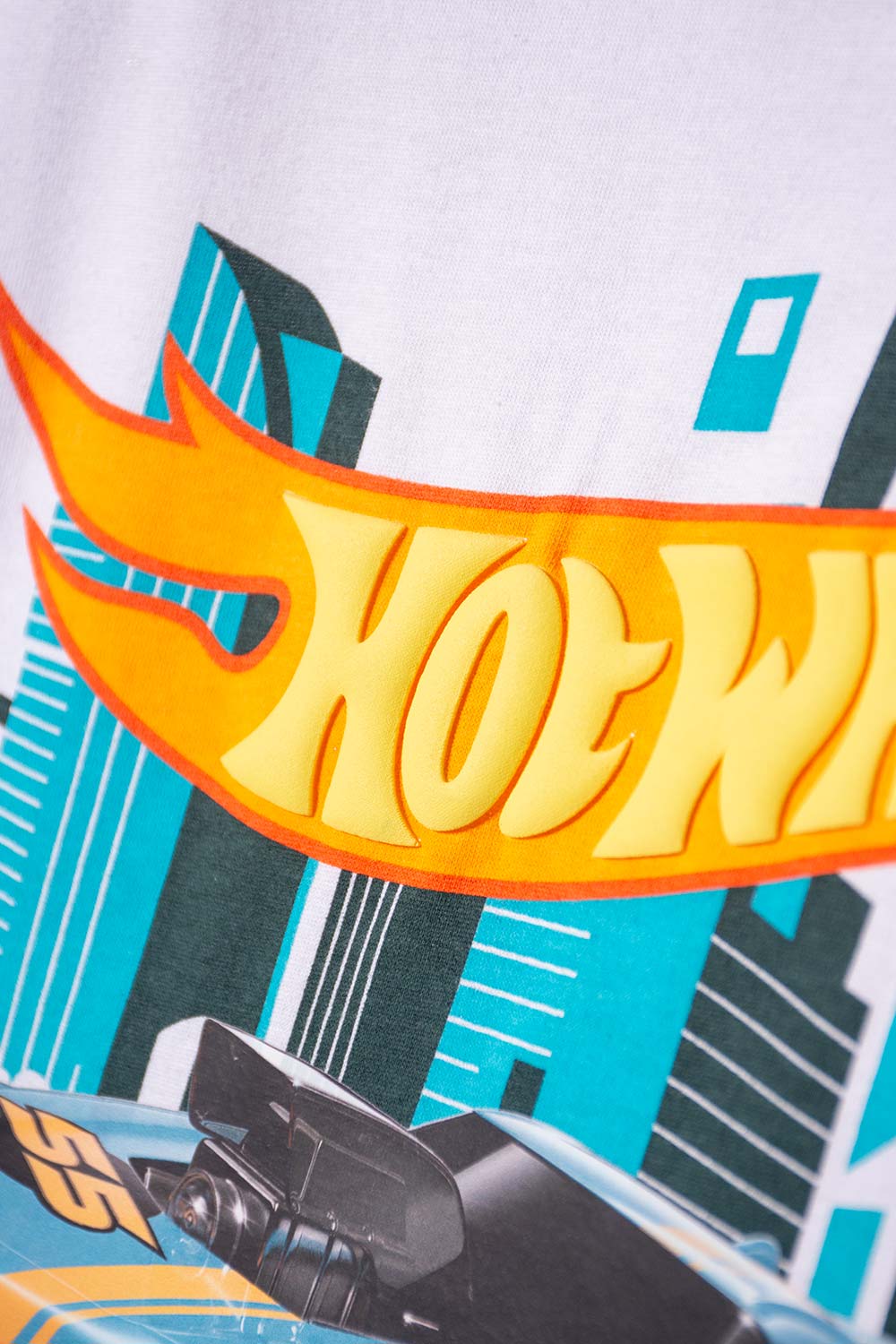 CAMISETA DE HOT WHEELS BLANCA MANGA CORTA PARA NIÑO