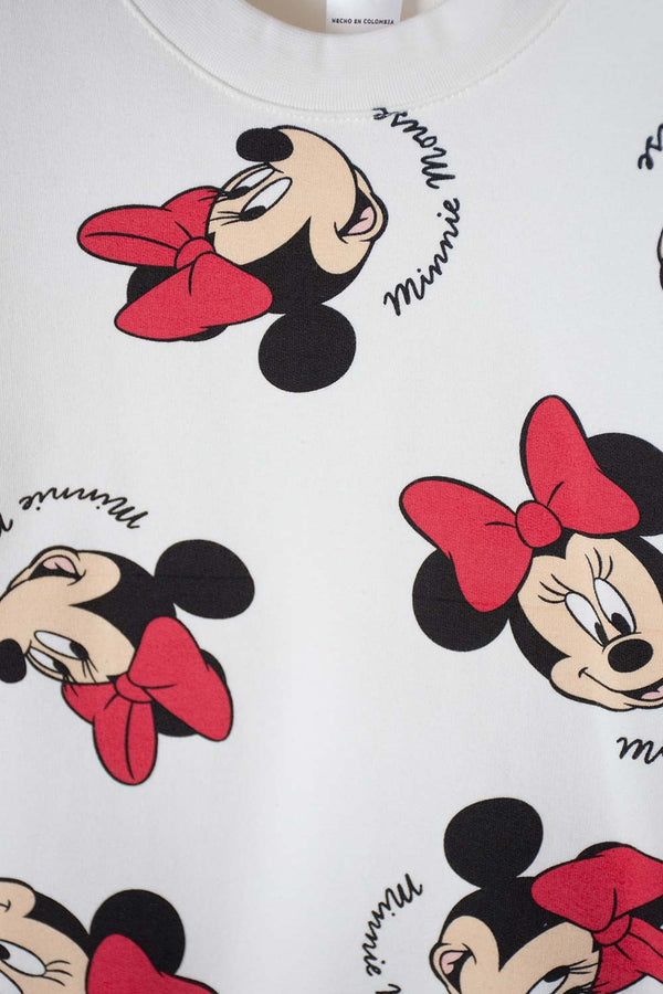 CONJUNTO DE MINNIE MOUSE CON PANTALÓN LARGO MARFIL PARA NIÑA