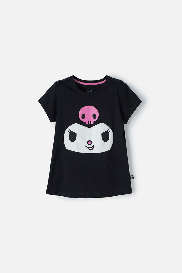 CAMISETA DE KUROMI NEGRA MANGA CORTA PARA NIÑA