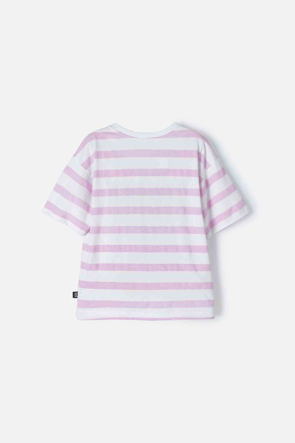 CAMISETA DE KUROMI ROSADA Y BLANCA CON DISEÑO A RAYAS PARA NIÑA