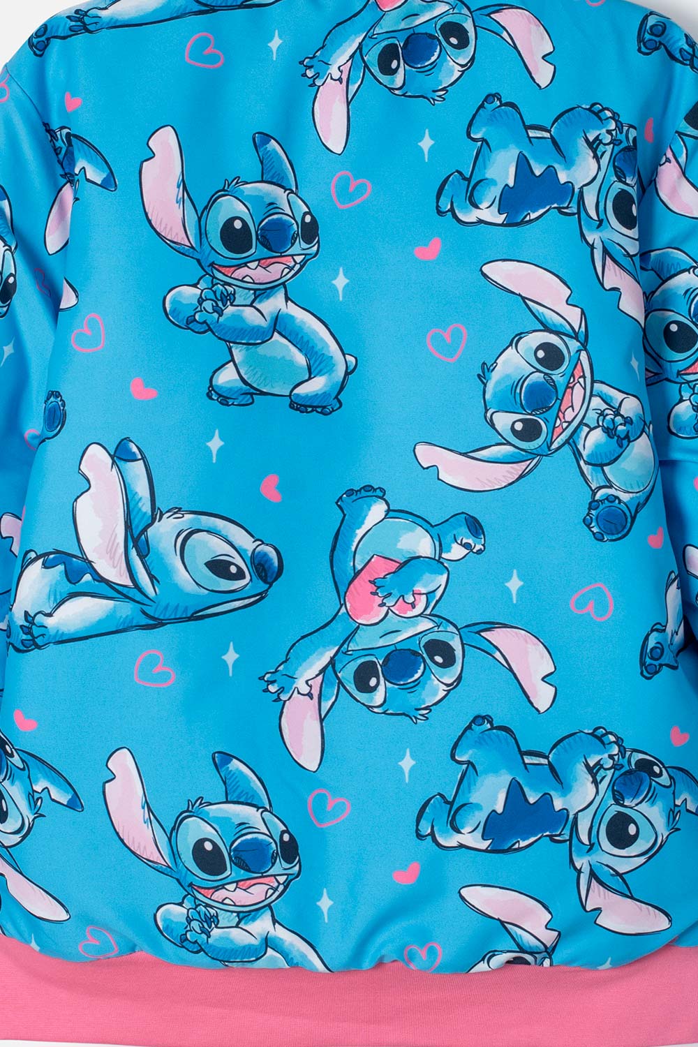 CHAQUETA DE STITCH AZUL CON CIERRE PARA NIÑA