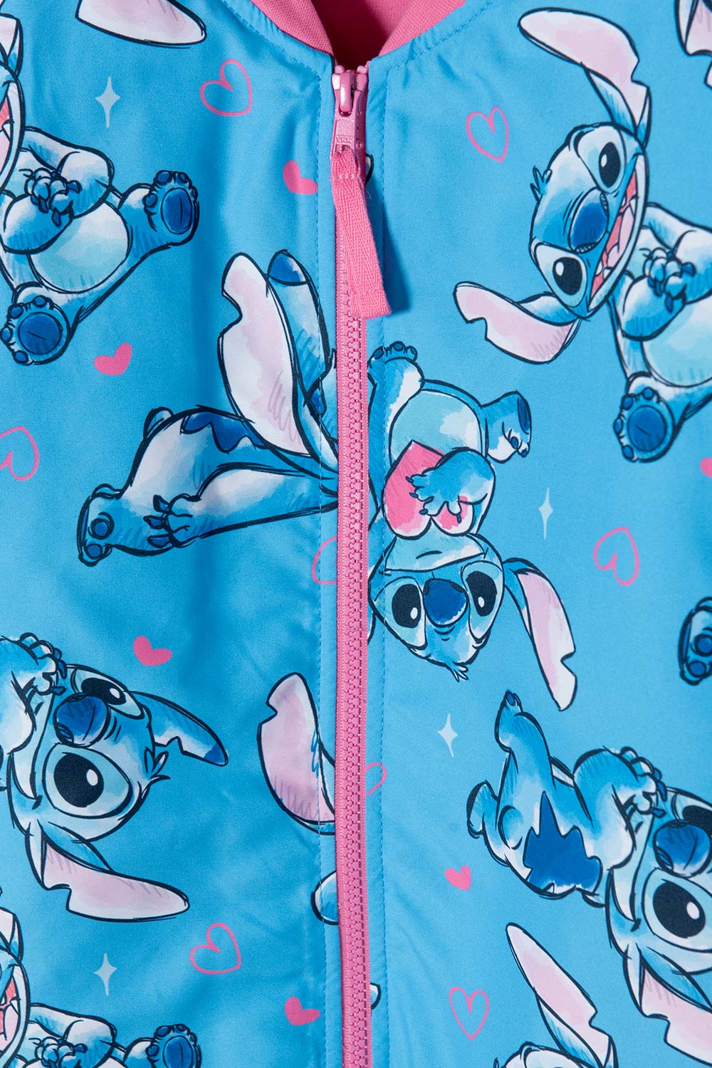 CHAQUETA DE STITCH AZUL CON CIERRE PARA NIÑA