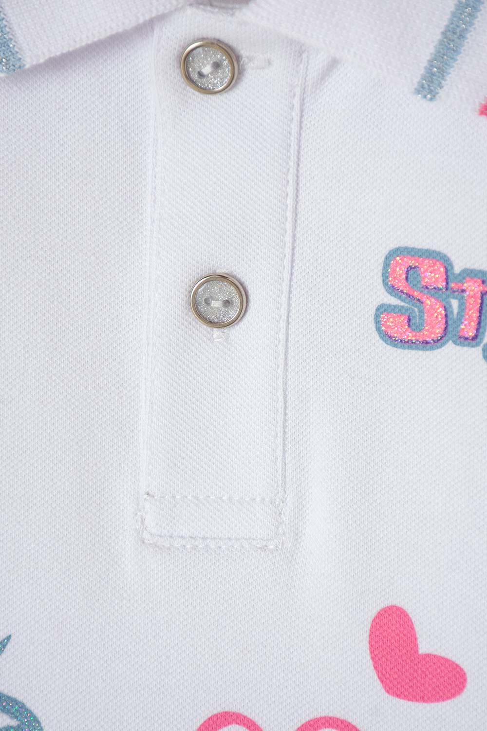 CAMISETA TIPO POLO DE STITCH BLANCA TIPO POLO PARA NIÑA