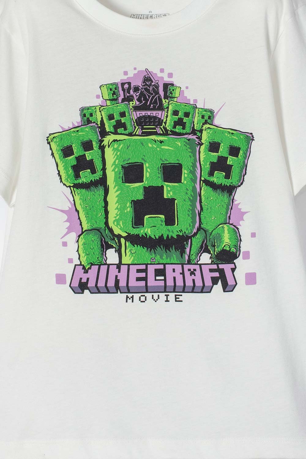 CAMISETA DE MINECRAFT MARFIL ESTAMPADA EN FRENTE PARA NIÑO