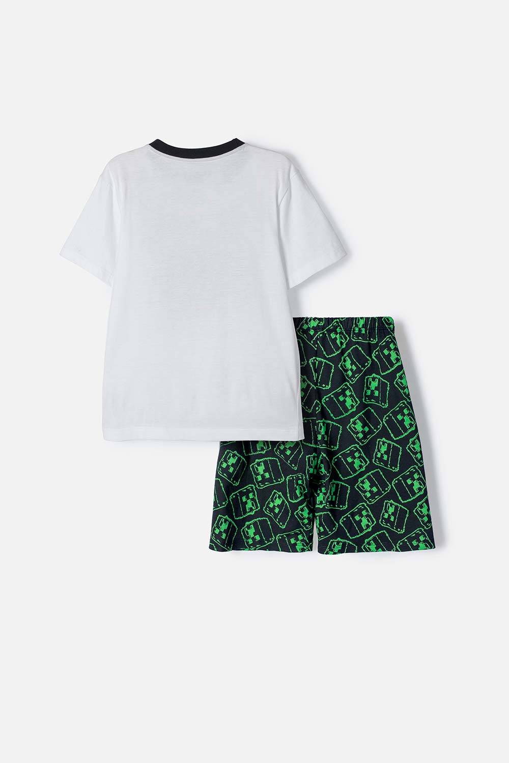 PIJAMA DE MINECRAFT BLANCA Y NEGRA DE BERMUDA PARA NIÑO