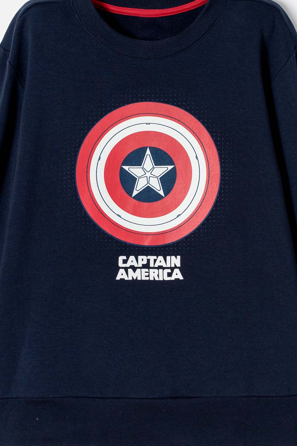 BUZO DEL CAPITÁN AMÉRICA AZUL Y ROJO DE DISEÑO CERRADO PARA NIÑO