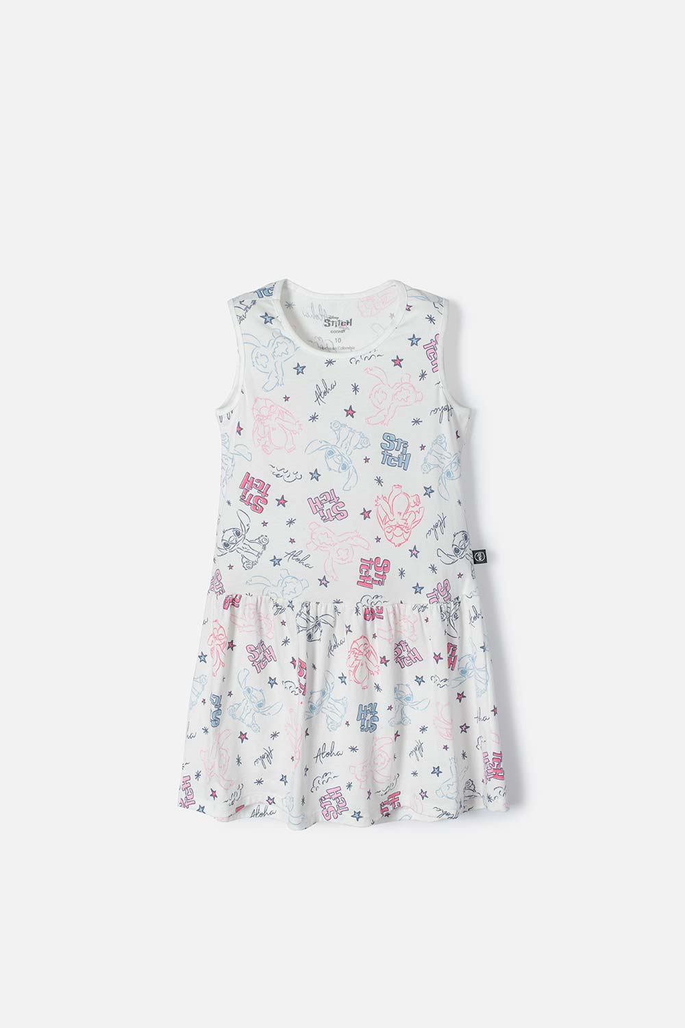 VESTIDO DE STITCH MARFIL MANGA SISA CON BOLERO PARA NIÑA