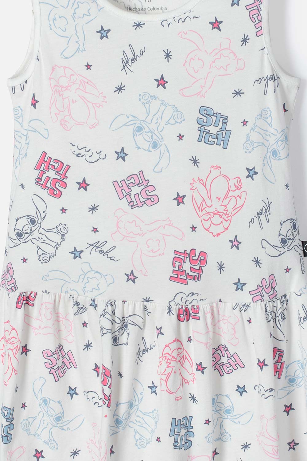 VESTIDO DE STITCH MARFIL MANGA SISA CON BOLERO PARA NIÑA