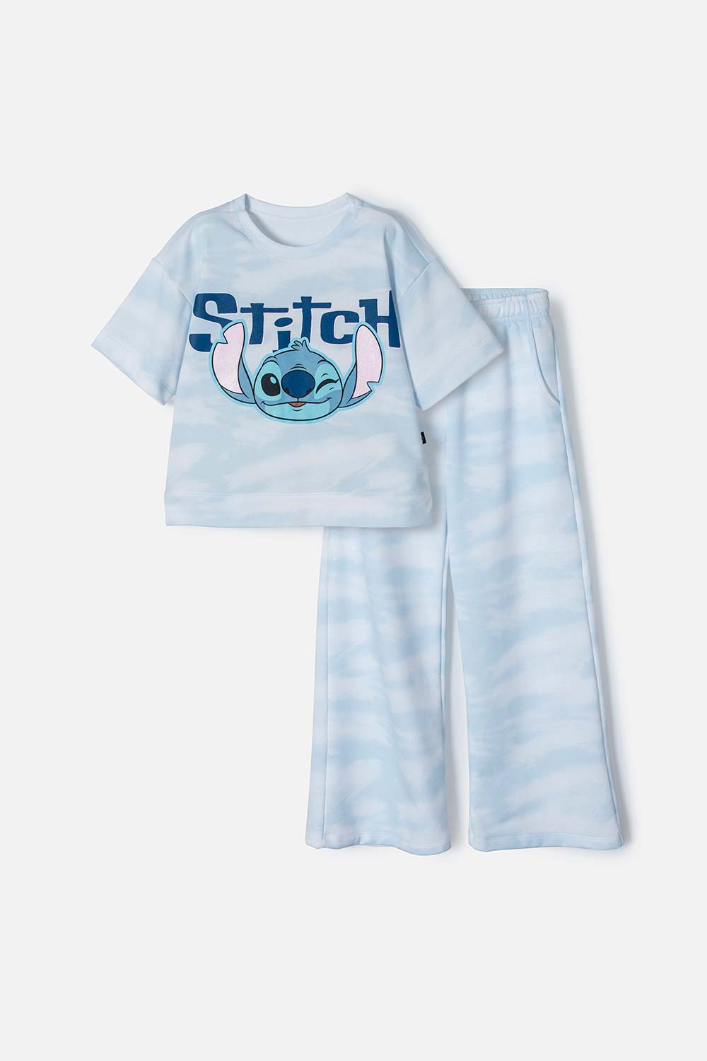 CONJUNTO DE STITCH AZUL CON PANTALÓN LARGO PARA NIÑA