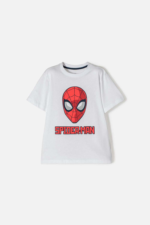 CAMISETA DE SPIDER-MAN MANGA CORTA BLANCA PARA NIÑO