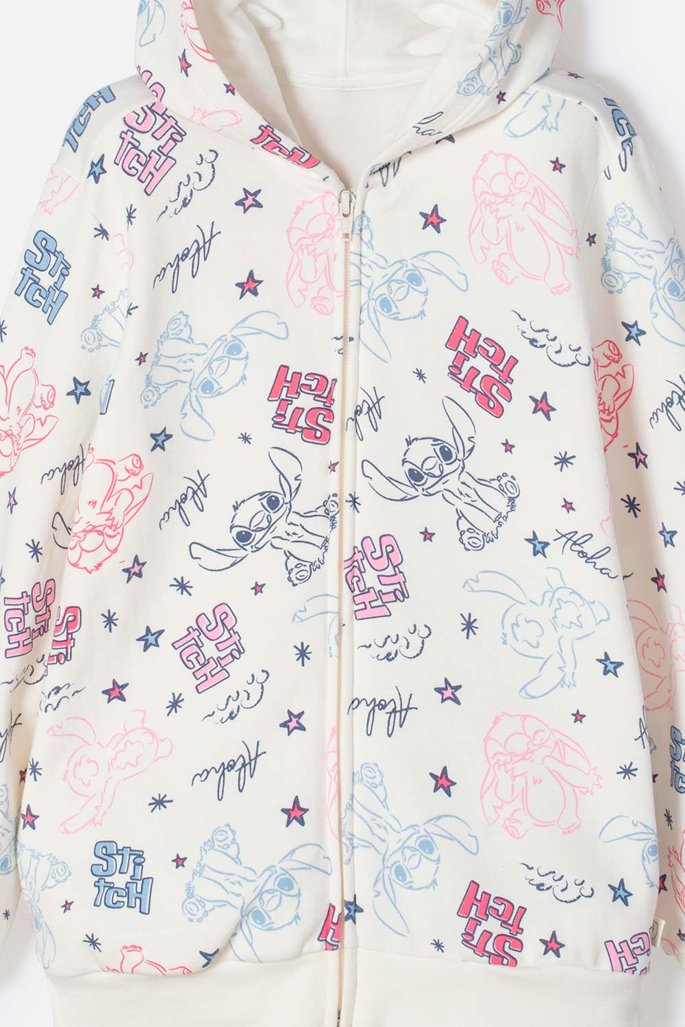 CHAQUETA DE STITCH MARFIL CON CAPUCHA PARA NIÑA