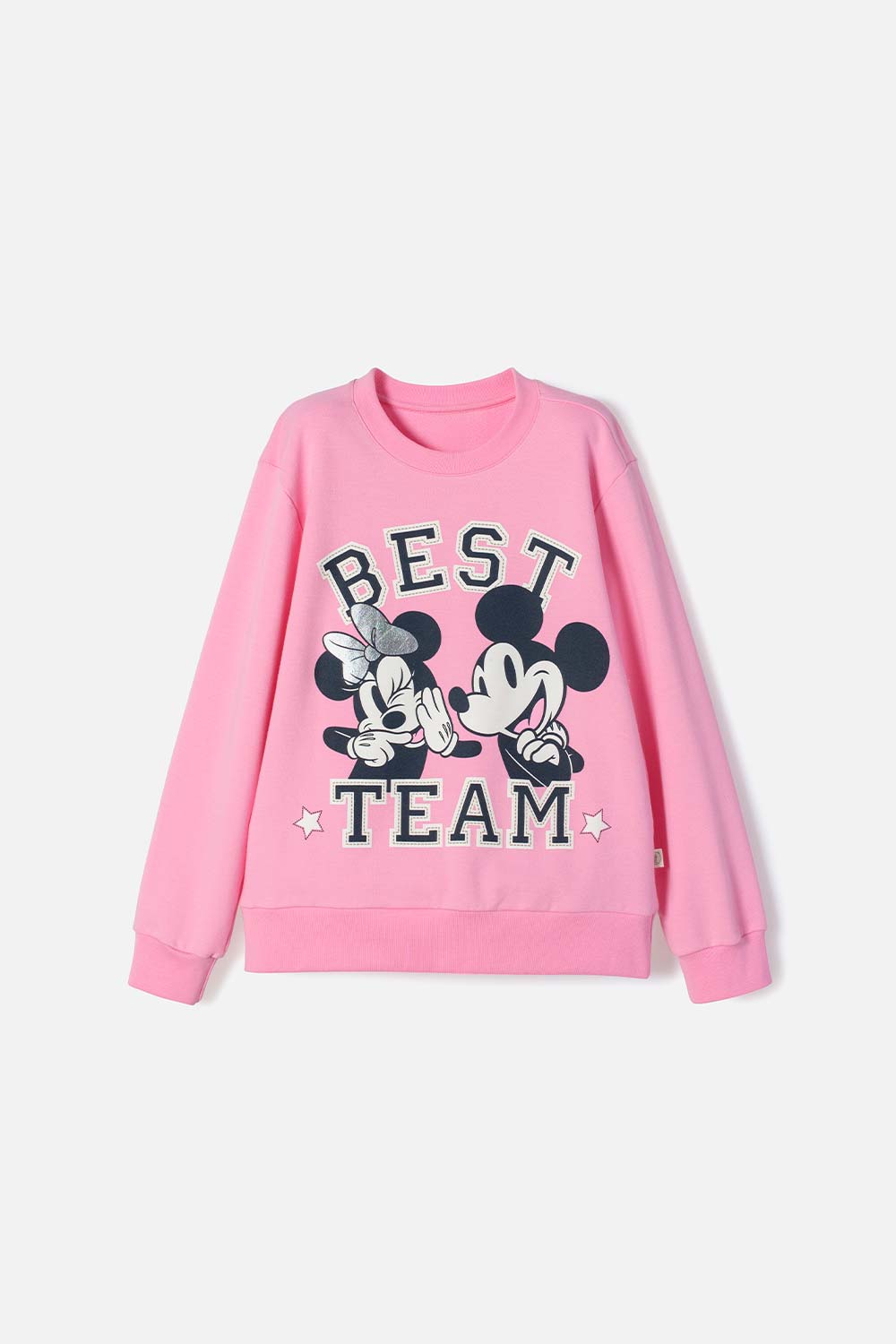 BUZO DE MINNIE MOUSE ROSADO DE DISEÑO CERRADO PARA NIÑA