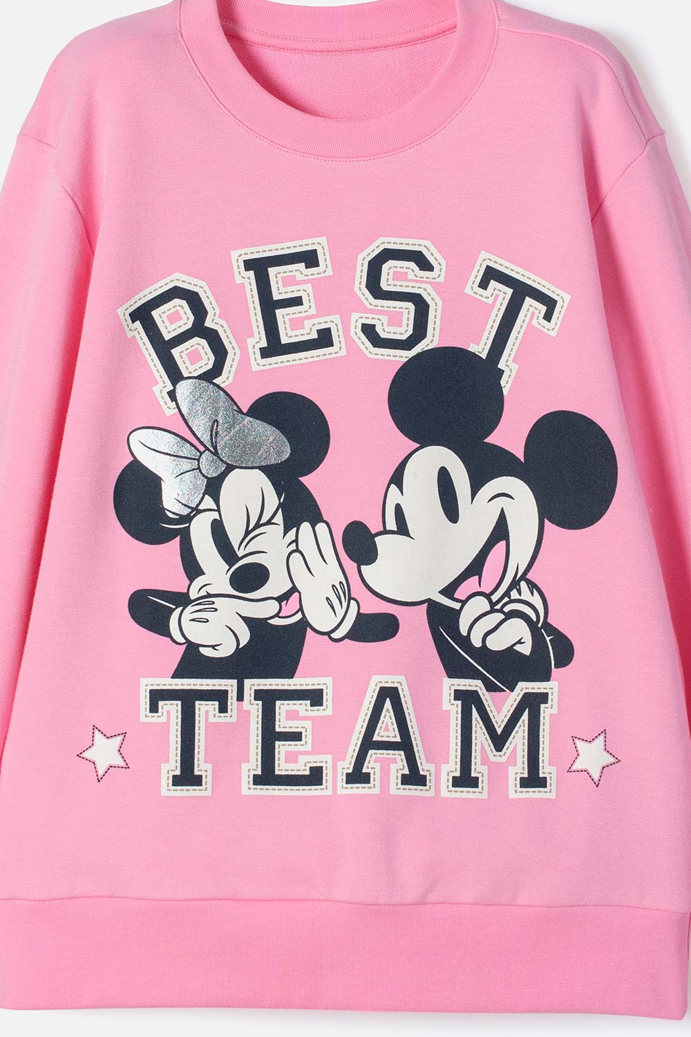 BUZO DE MINNIE MOUSE ROSADO DE DISEÑO CERRADO PARA NIÑA