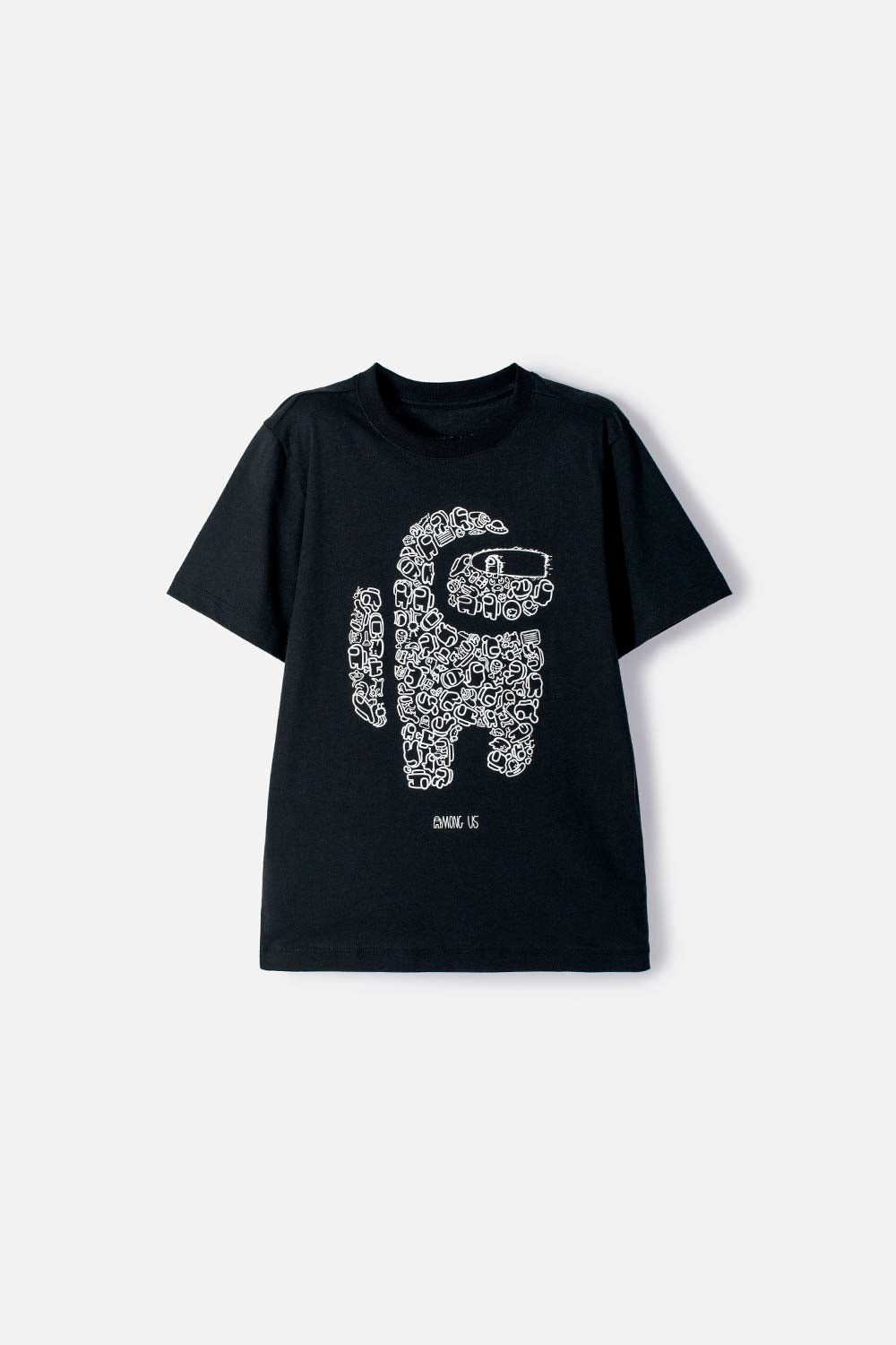CAMISETA DE AMONG US MANGA CORTA NEGRO PARA NIÑO