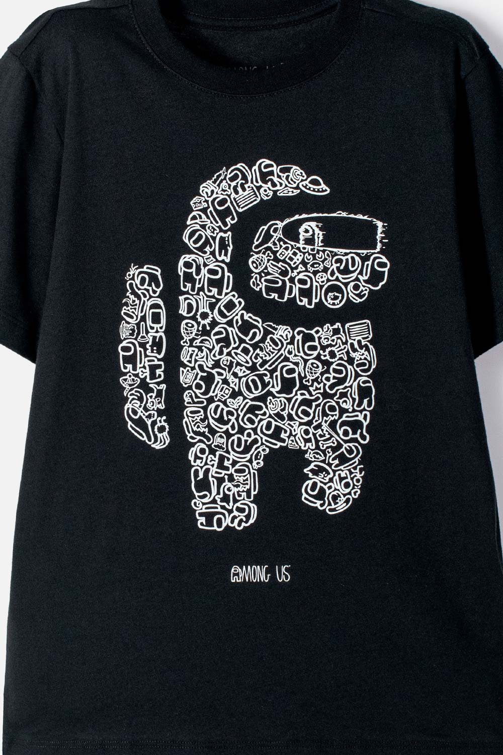 CAMISETA DE AMONG US MANGA CORTA NEGRO PARA NIÑO