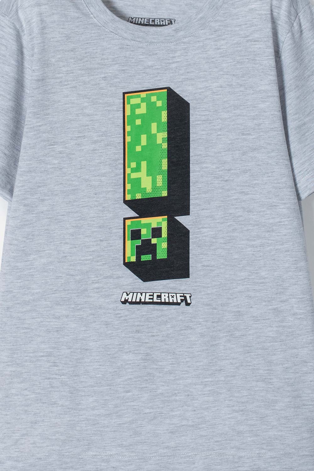 CAMISETA DE MINECRAFT GRIS MANGA CORTA PARA NIÑO