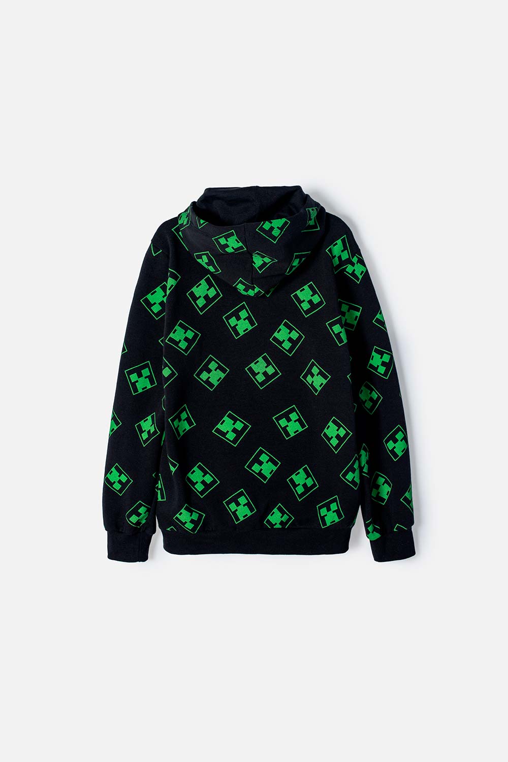 BUZO DE MINECRAFT NEGRO Y VERDE CON CAPUCHA PARA NIÑO
