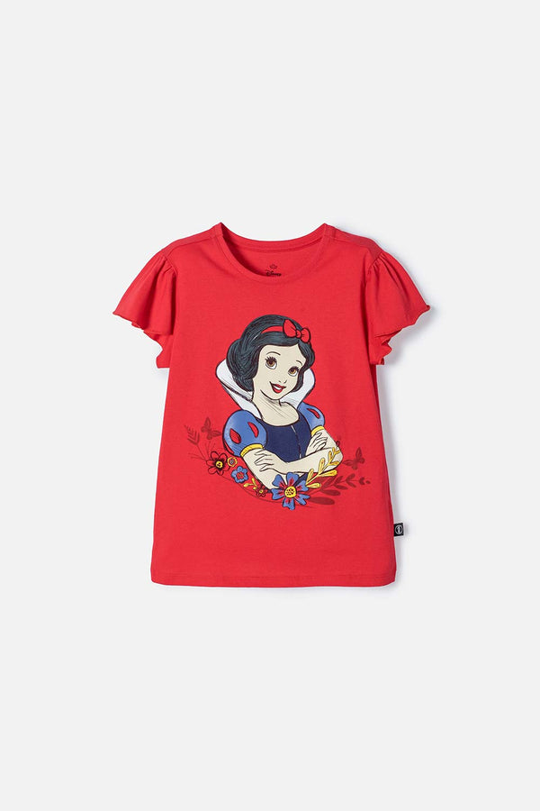 CAMISETA DE BLANCANIEVES ROJA ESTAMPADA EN FRENTE PARA NIÑA