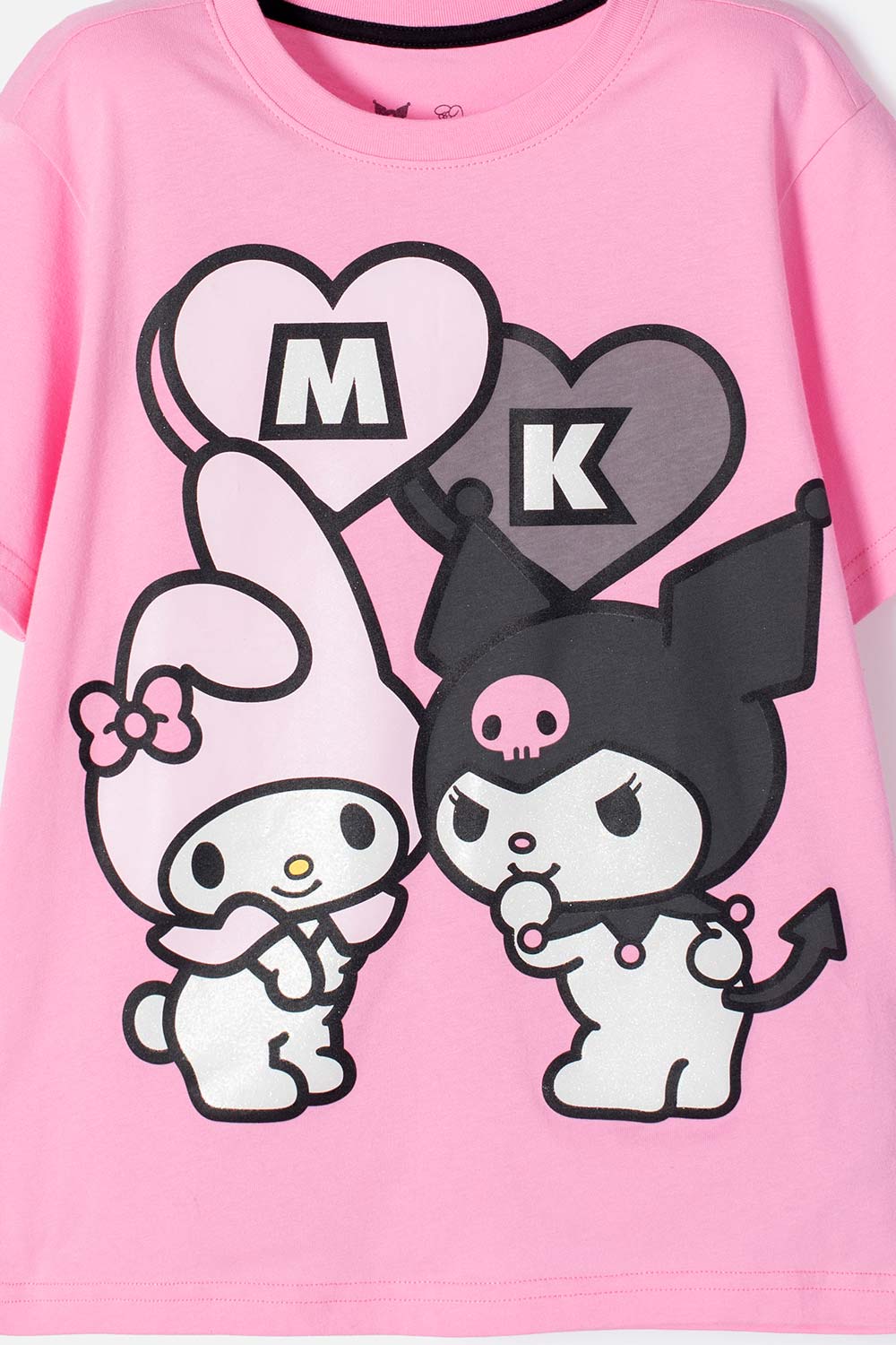 CONJUNTO DE MY MELODY & KUROMI ROSADO Y NEGRO DE PANTALÓN LARGO PARA NIÑA