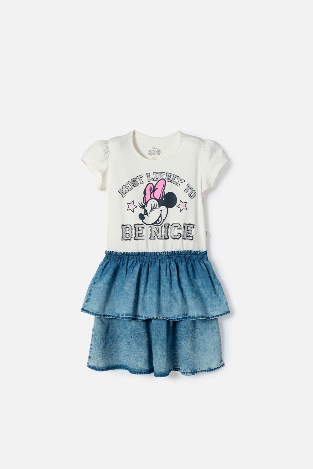 VESTIDO DE MINNIE MOUSE MARFIL DE FALDA CON BOLEROS PARA NIÑA