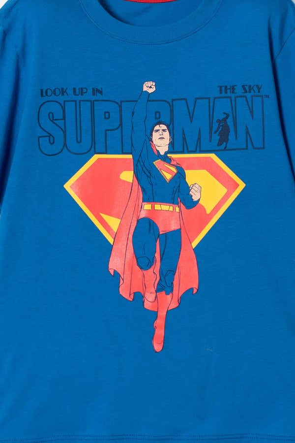 CAMISETA DE SUPERMAN AZUL ESTAMPADA PARA NIÑO