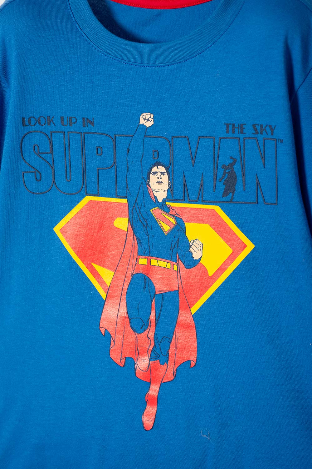 CAMISETA DE SUPERMAN AZUL ESTAMPADA PARA NIÑO
