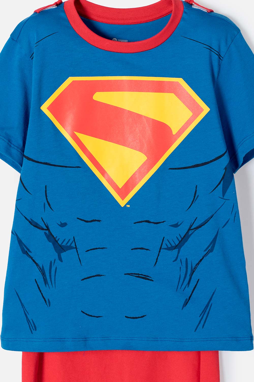 PIJAMA DE SUPERMAN AZUL Y ROJA CON CAPA REMOVIBLE PARA NIÑO