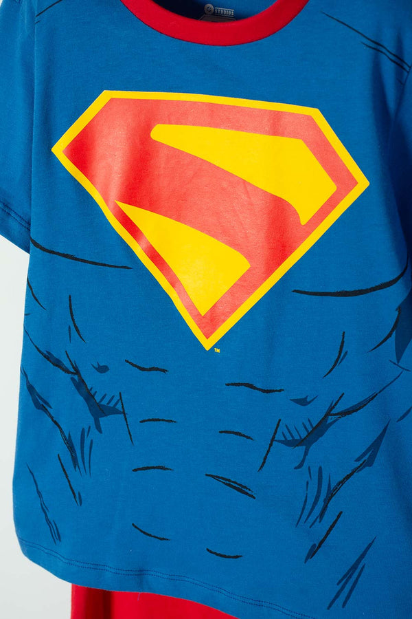 PIJAMA DE SUPERMAN AZUL Y ROJA CON CAPA REMOVIBLE PARA NIÑO