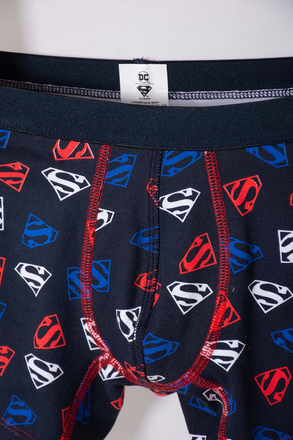 PACK X2 BOXER DE SUPERMAN AZUL, BLANCO Y ROJO ESTAMPADOS PARA NIÑO