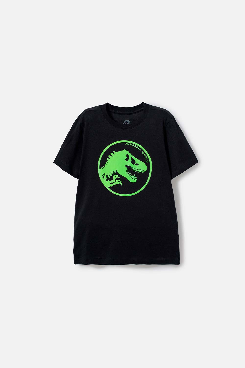 CAMISETA DE JURASSIC WORLD NEGRA MANGA CORTA ESTAMPADA PARA NIÑO