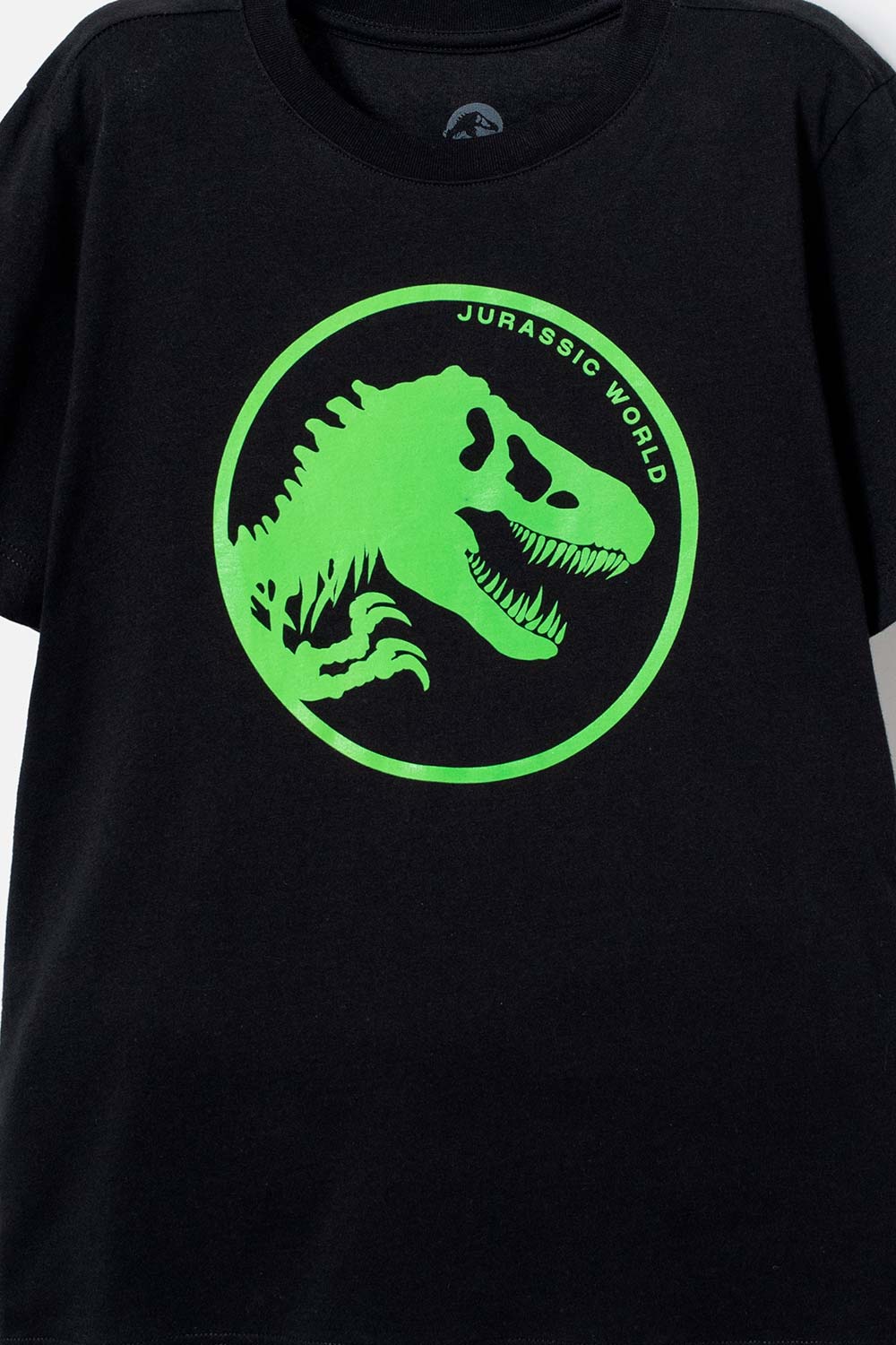 CAMISETA DE JURASSIC WORLD NEGRA MANGA CORTA ESTAMPADA PARA NIÑO