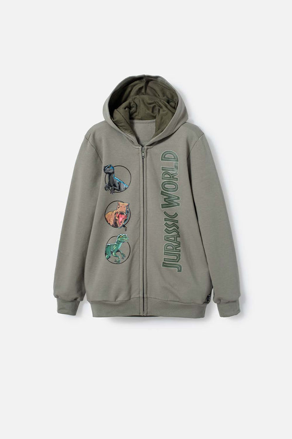 BUZO DE JURASSIC WORLD VERDE CON CAPUCHA PARA NIÑO