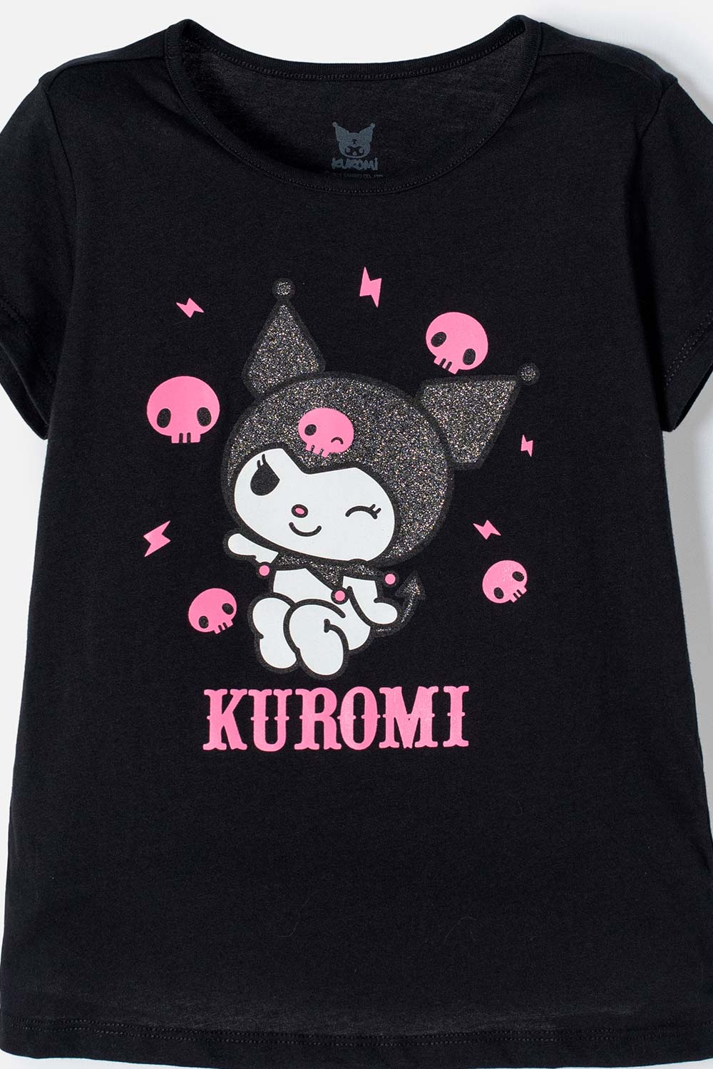 CAMISETA DE KUROMI MANGA CORTA NEGRO PARA NIÑA