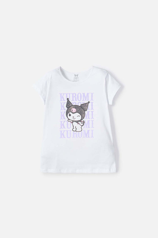 CAMISETA DE KUROMI MANGA CORTA BLANCO PARA NIÑA