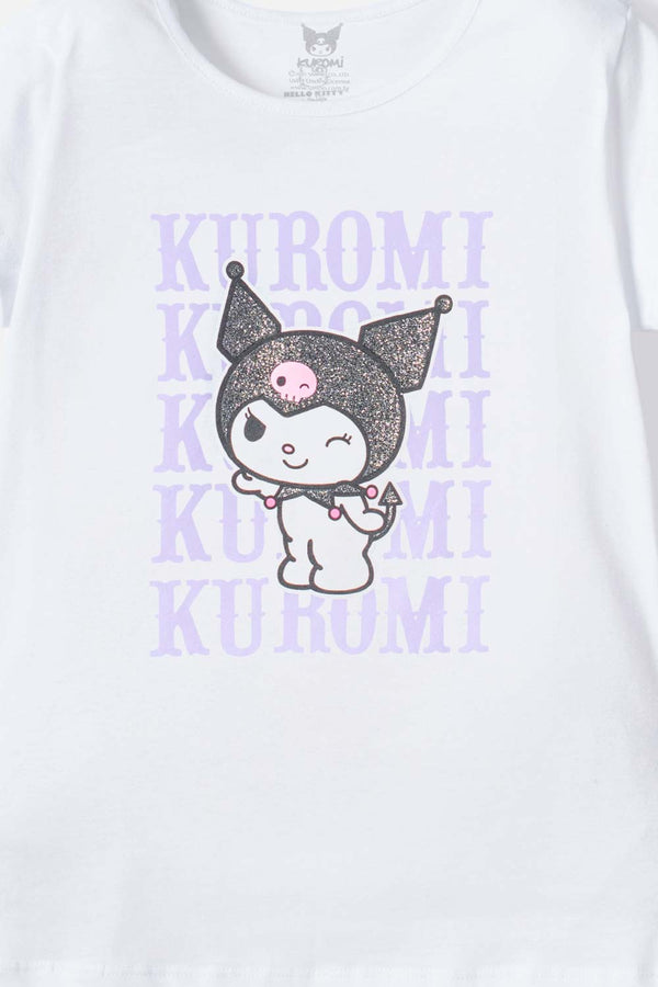 CAMISETA DE KUROMI MANGA CORTA BLANCO PARA NIÑA