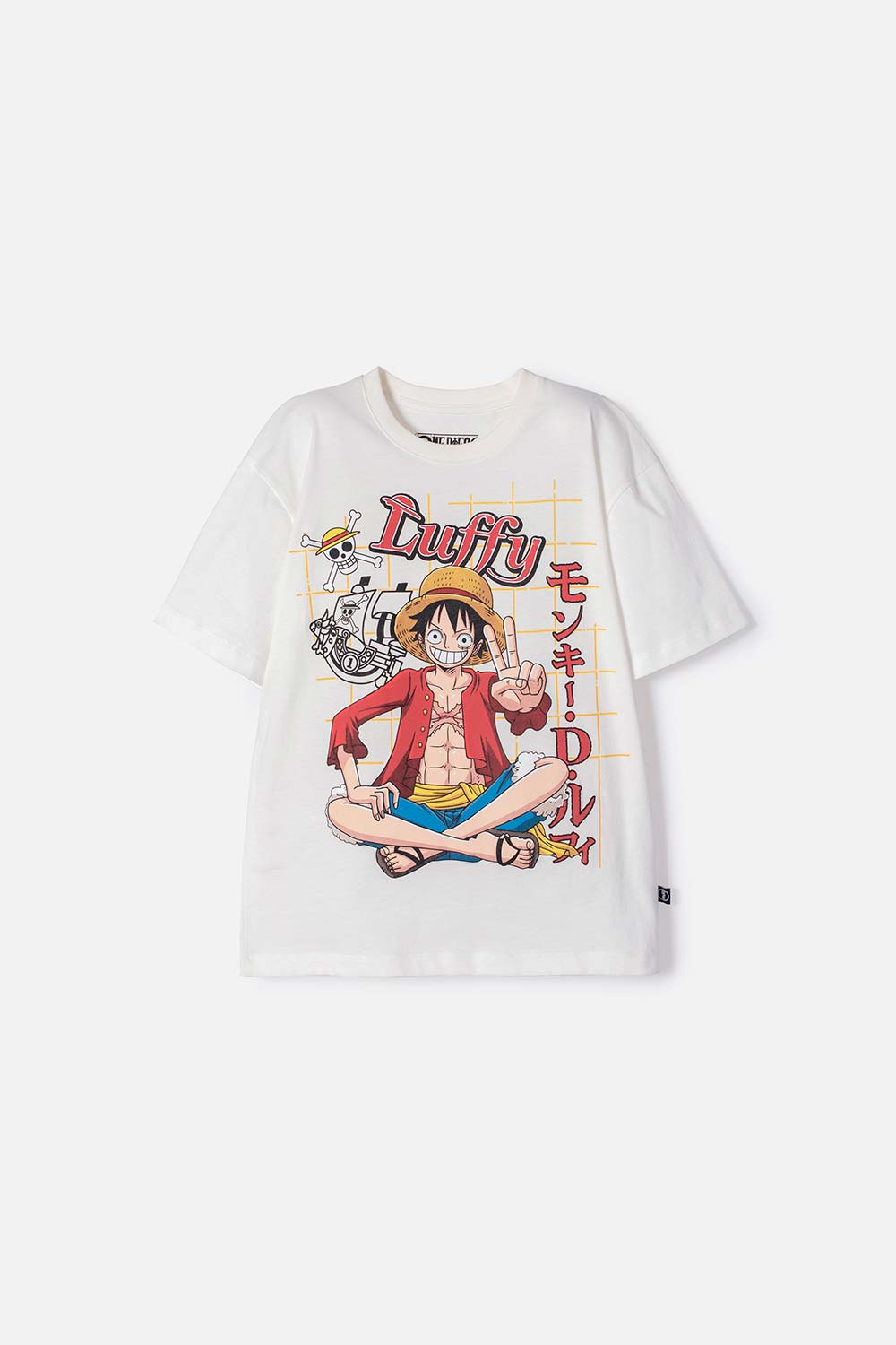 CAMISETA DE ONE PIECE MANGA CORTA MARFIL PARA TEEN NIÑO