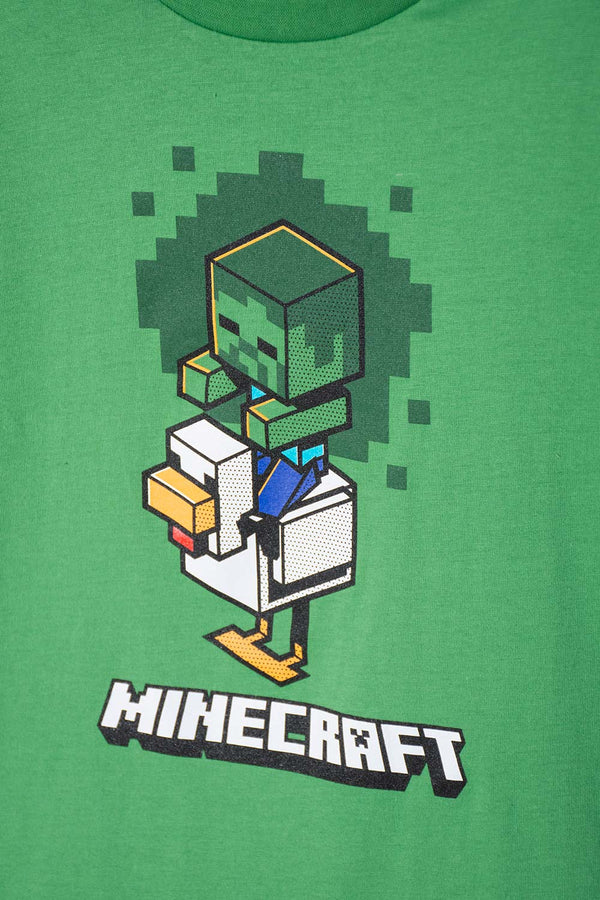 CAMISETA DE MINECRAFT MANGA CORTA VERDE PARA NIÑO