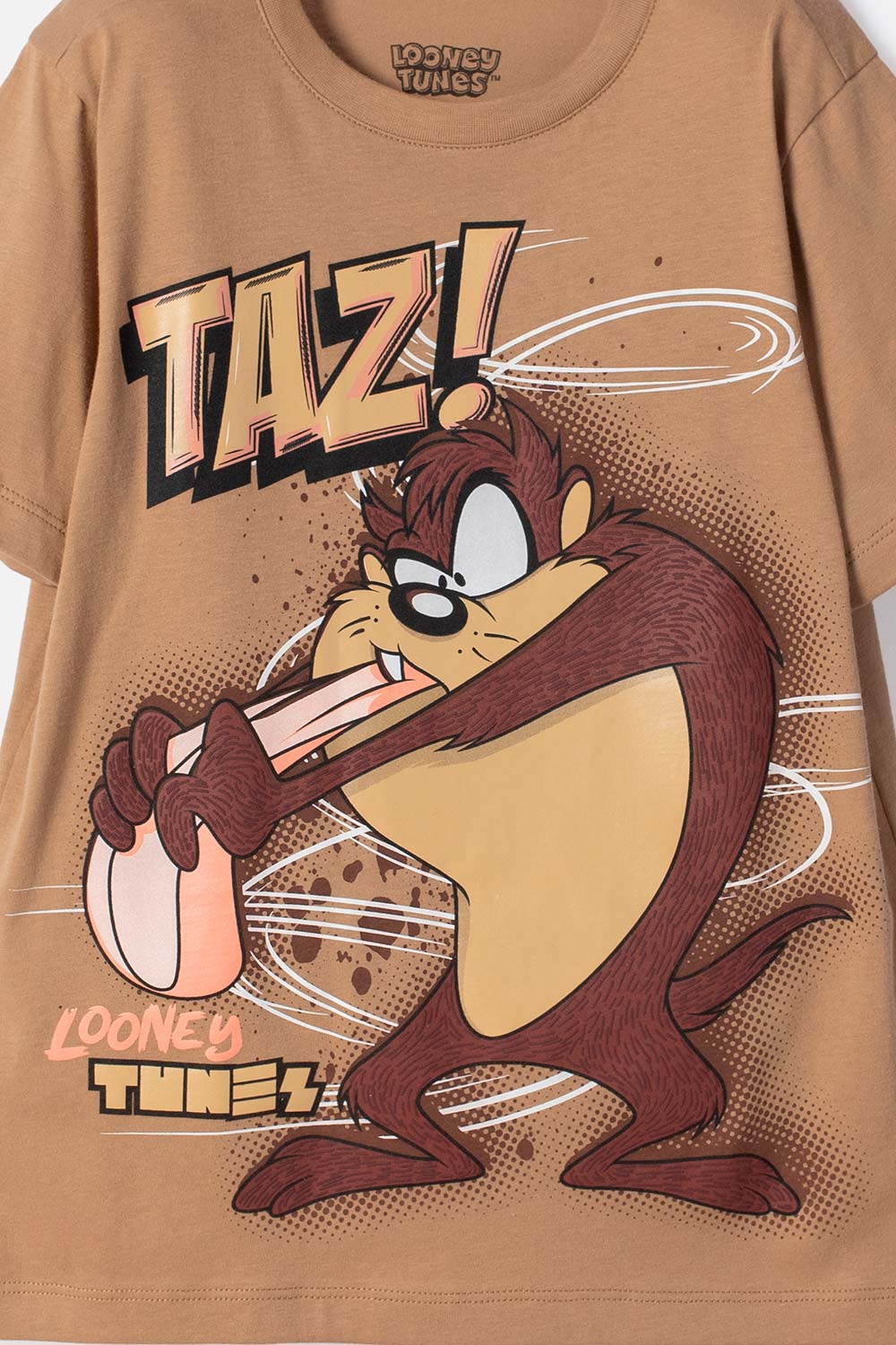 CAMISETA DE LOS LOONEY TUNES CAFÉ ESTAMPADA EN FRENTE PARA NIÑO