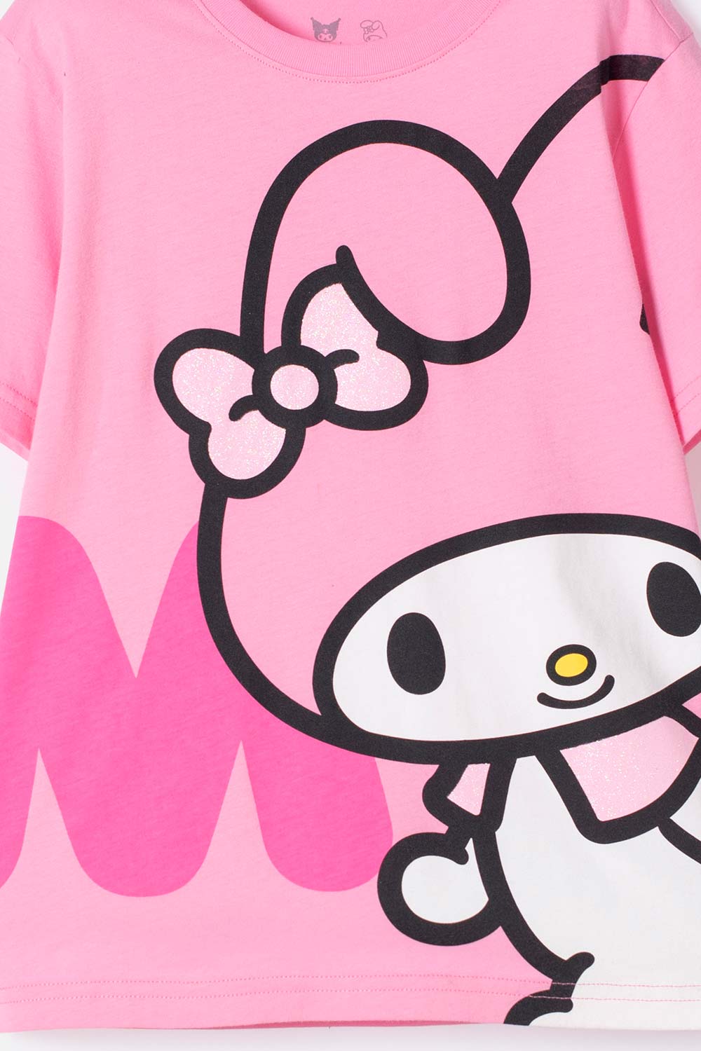 CAMISETA DE MY MELODY & KUROMI ROSADA CON ESTAMPADO EN FRENTE PARA NIÑA