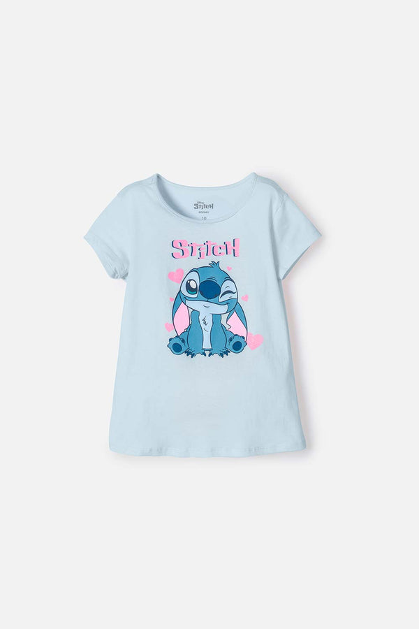 CAMISETA DE STITCH MANGA CORTA AZUL PARA NIÑA