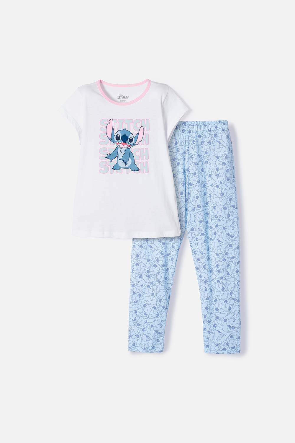 PIJAMA DE STITCH CON PANTALÓN MULTICOLOR PARA NIÑA